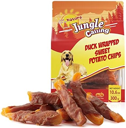  Jungle Calling Dog Treats, Skinless Chicken Wrapped Sweet Potato, Gluten And Grain Free, Chewy Dog Bites For Balanced Nutrition, 10.6 Oz