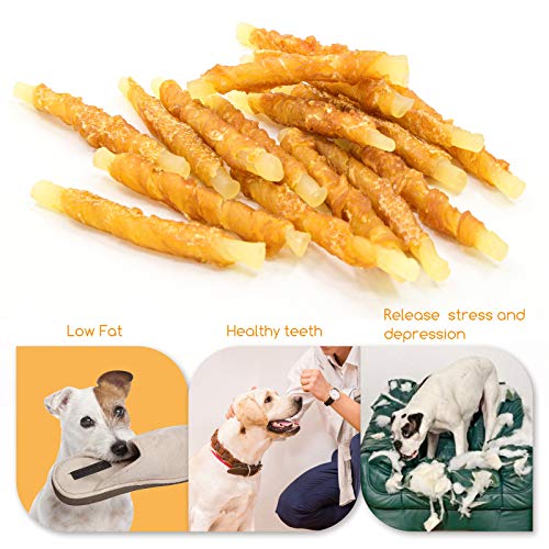  Jungle Calling Rawhide Free Healthy Treats For Dogs, Chicken Wrapped Cod Sticks Dog Treats, Soft Chewy Treats For Training Rewards, 11 Oz (Chicken)