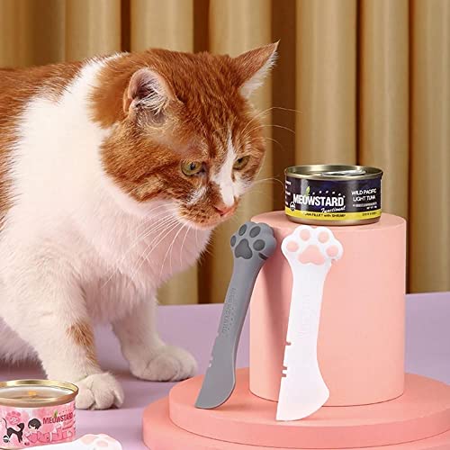 GENERIC Pet Food Can Spoon,Can Covers Universal Size Feeding Pet Food Spoon Reusable Silicone Multifuctional Cat Dog Tin Opener(4Pcs,Grey&Pink)