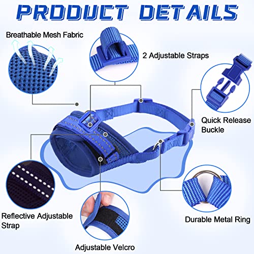  GoGoPaw Dog Muzzle Soft Air Mesh Muzzle For Large Dogs, Adjustable Pet Muzzle For Small Medium Dogs To Drink Freely, Breathable Reflective Muzzle For Dogs To Prevent Biting Barking(Blue,XL)