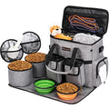  Airline Approved Dog Travel Bag With 2 Dog Treat Training Pouches, Dog Tote Organizer For Weekend Pet Travel Supplies & Accessories, 2 Collapsible Dog Bowls, 2 Travel Dog Food Container (Grey)