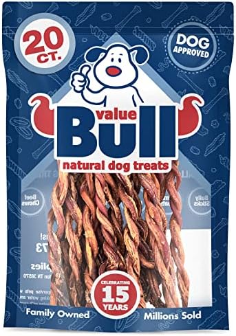  ValueBull Pizzle Twists, Premium Lamb, 100 Count - Natural Dog Treats, Grass-Fed