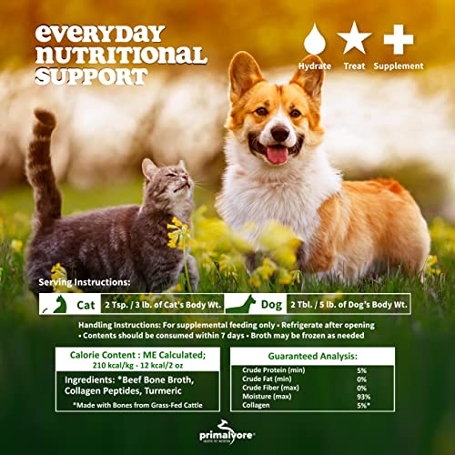  Primalvore All-Natural Duck Bone Broth For Dogs&Cats, Mobility Formula W/Collagen Peptides Supports Hip & Joints, Digestion, Skin&Coat And Hydration, Grain Free, Human Grade, Made In USA. Duck 2 Pack