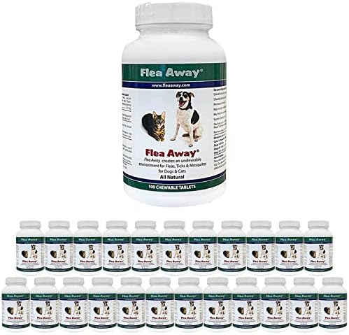  Flea Away All Natural Supplement For Fleas, Ticks, And Mosquitos Prevention For Dogs And Cats, 100 Chewable Treat Tablets, Single