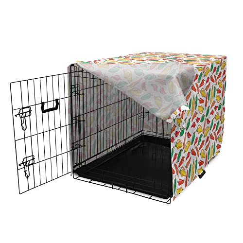  Lunarable Pepper Dog Crate Cover, Vegetarian Food And Vegetables Pattern Exotic Hot Ingredients Mexican Cusine Element, Easy To Use Pet Kennel Cover For Small Dogs Puppies Kittens, 48 Inch, Multicolor