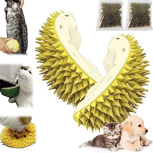  Durian-Shaped Cat Scratcher,Durian Multifunctional Toys,Cat Durian Shell Durian，Massaging And Removing Floating Hair Cat Dog Mint Toys (Green)
