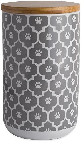  Bone Dry Lattice Collection Pet Bowl & Canister, Treat Canister, 4x6.5 Inches, Black