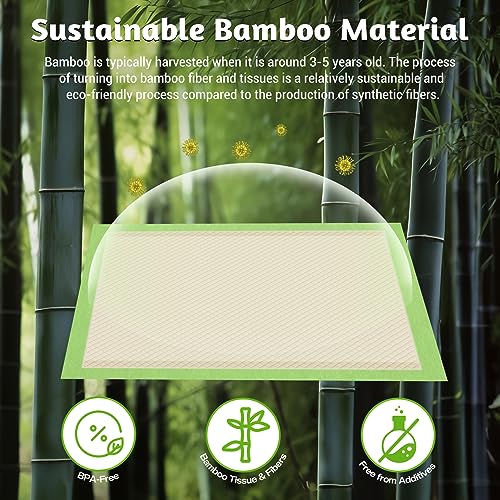  MIZOK Bamboo Dog Pads Odor Eliminating 36x36in XXXL Dog Training Pads, 11 Cups Super Absorbent Leak-Proof Dog Pee Pads With Adhesive Tabs, Disposable Green Color (30 Counts)