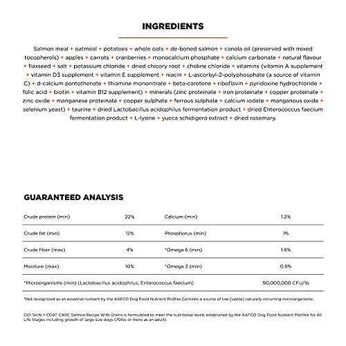  GO! SOLUTIONS Skin + Coat Care - Dry Dog Food, 25 Lb - Salmon Recipe With Grains For All Life Stages - Complete + Balanced Nutrition For Dogs