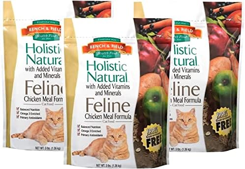  Bench & Field Holistic Natural Premium Adult Dry Cat Food, Chicken Meal And Brown Rice Recipe 3 Lb Bag (Pack Of 1)