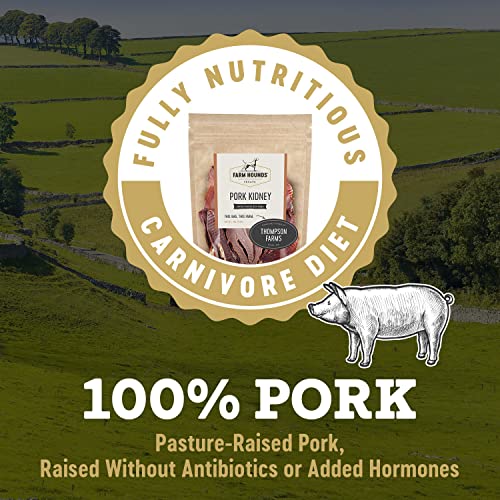  Farm Hounds Dehydrated Pork Kidney For Dogs, 100% Natural, Humane Dried Pig Kidney Treats For Dogs, Regenerative Agriculture Dog Training Treats & Food From Local Farms For All Dog Breeds & Sizes