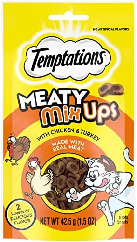  TEMPTATIONS Indoor Care Crunchy And Soft Cat Treats, Chicken Flavor, 2.1 Oz. Pouch (Pack Of 12)