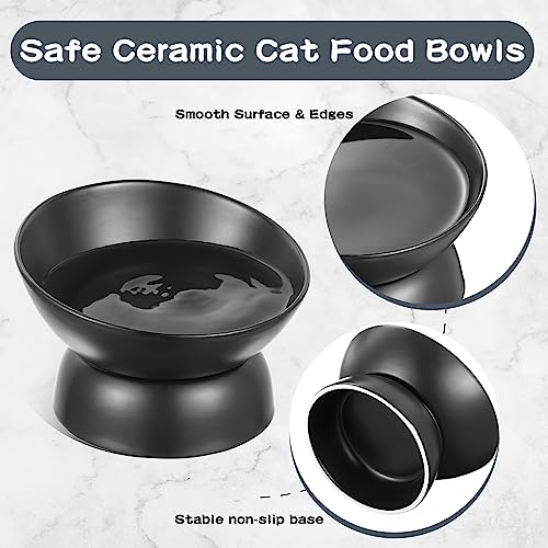  Jinei 4 Pcs Raised Cat Bowl Ceramic Tilted Elevated Food Bowls 6.76 Oz Cat Feed Bowls Anti Vomiting Whisker Friendly Shallow Dishes Non Slip Food Water Bowl Indoor Set Cats Puppy