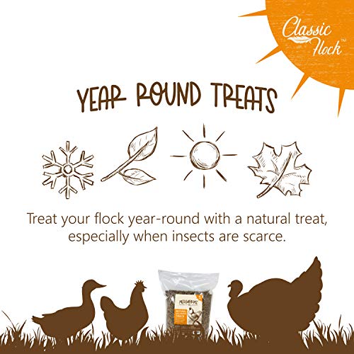  Classic Flock 5LB Dried Mealworms Non-GMO High Protein Treats For Chicken, Wild Birds, Ducks, Fish, Hedgehogs, Lizards, Reptiles