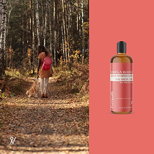  Everpath Natural Salmon Oil Omega Boost For Dogs And Cats 473 Ml / 16 Fl Oz | USA Made | Wild Norwegian Salmon Oil | Coat, Skin & Immune System Support | Natural Pet Remedy
