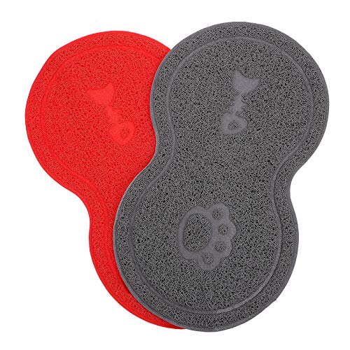  Dogman Toys 2 Pcs Washable Cat Litter Mat Anti- Slip Pet Bowl Mats Dog Cat Pet Feeding Pad Water Bowl Placemat Floor Mat For Kitten Pet Dogs Cats Red Light Grey Dog Treat Toy