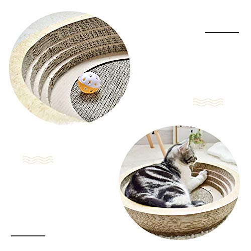  Fhony Cat Scratching Column Relaxing Bed Cat Scratching Board With Catnip Durable Recycled Board Cushion Ball Toy Bell High-Density Recycled Corrugated Cat Scratcher Cat Toy Bowl,Large