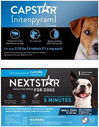  CAPSTAR (nitenpyram) Oral Flea Treatment For Dogs, Fast Acting Tablets Start Killing Fleas In 30 Minutes, Medium & Large Dogs (Over 25 Lbs), 6 Doses