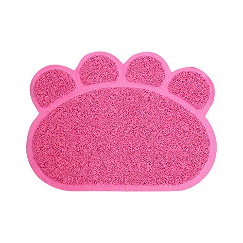  QCUTEP Pet Feeding Mat, Pet Litter Mat PVC Non-Slip Litter Tray Mat Waterproof Claw-Printed Pet Litter Pads For Cats Dogs And Puppies 40 X 30cm
