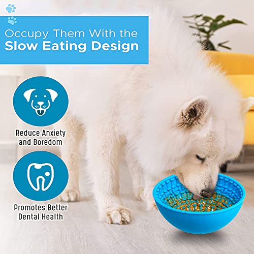  Wobble Lick Bowl For Dogs Large, Dog Lick Bowl For Calming Anxiety Boredom Relief Oral Health,Silicone Slow Feeder Dog Bowls To Slow Down Eating, Perfect For Soft Food, Treats, Yogurt Or Peanut Butter