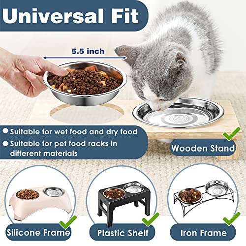  Arespark 12 Pcs 5.5 Inch Stainless Steel Cat Bowls, Replacement Basic Small Dog Bowl, Whisker Fatigue Relief Shallow Food Metal Dish, Feeding Plate For Elevated Stands, Dishwasher Safe, Cuenco Gato