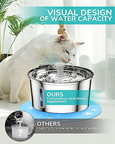  Petnimal Cat Water Fountain, 108oz/3.2L Stainless Steel Cat Fountain Water Bowl, Quiet Electric Automatic Pet Water Fountain With Silicone Mat, Water Fountain For Cats Inside For Cats Dogs Pets