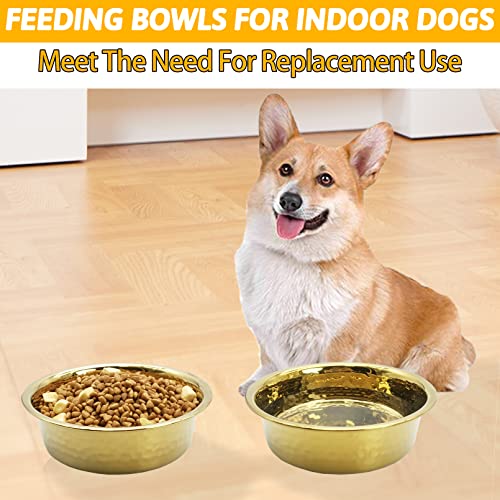  Kathson 3pcs Premium Stainless Steel Dog Bowls, Hammered Thickened Metal Dog Bowl Feeding Or Water Bowls For Small/Meidum/Large Sized Dogs&Cats Stackable Metal Cat Bowl Dishwasher Safe