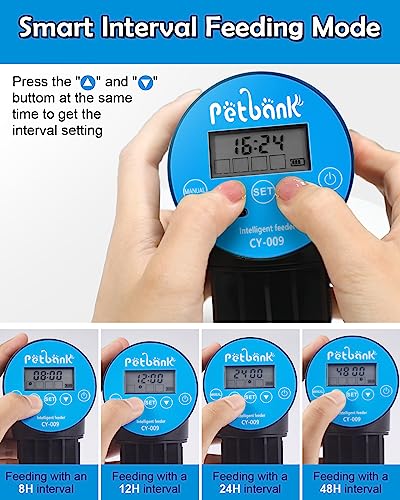  Petbank Automatic Fish Feeder - Rechargeable Timer Fish Feeder With USB Charger Cable, Fish Food Dispenser For Aquarium Or Fish Tank (CY-009 Blue)