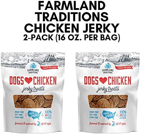  Farmland Traditions Filler Free Dogs Love Chicken Premium Jerky Treats For Dogs, 2 Lbs.