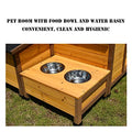  HJDSUDU Wooden Outdoor Dog House, Chinese Fir Indoor Outdoor Pet Kennel With Food Bowl And Water Bowl Easy To Assemble, Large Dog Kennel