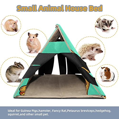  Y-DSIWX Guinea Pig Hideout House Bed, Fast Food Hot Dog Pattern Green Rabbit Cave, Squirrel Chinchilla Hamster Hedgehog Nest Cage