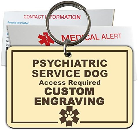  My Identity Doctor Psychiatric Service Dog ID Tag Custom Engraved Rectangle Plastic - Blue - Medium