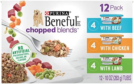  Purina Beneful Wet Dog Food, Chopped Blends With Chicken - 10 Oz. Tubs (Pack Of 8)