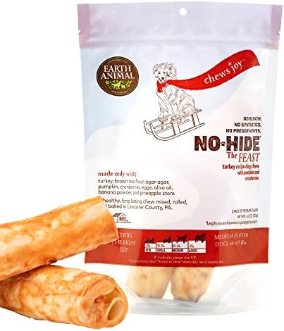  EARTH ANIMAL No Hide Medium Chicken Flavored Natural Rawhide Free Dog Chews Long Lasting Dog Chew Sticks | Dog Treats For Large Dogs | Great Dog Chews For Aggressive Chewers