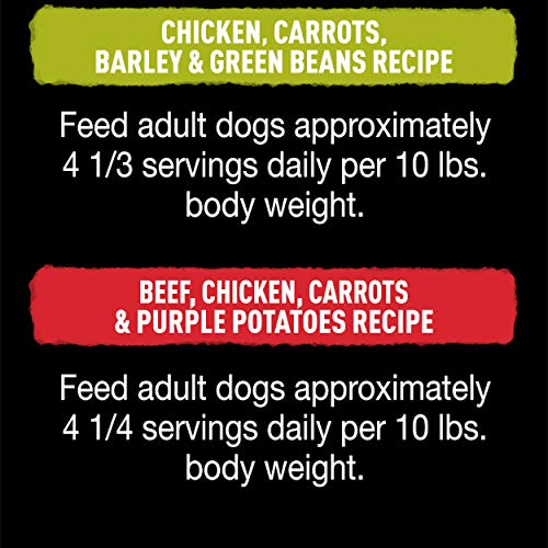  CESAR WHOLESOME BOWLS Adult Soft Wet Dog Food Toppers Variety Pack, Chicken, Carrots, Barley & Green Beans Recipe And Beef, Chicken, Purple Potatoes & Carrots Recipe, (6) 3 Oz. Bowls