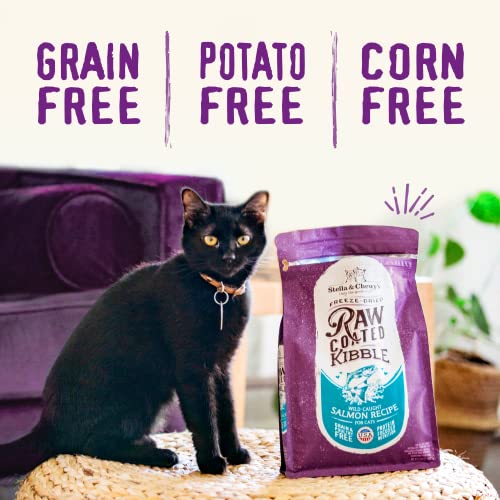  Stella & Chewy’s Raw Coated Premium Kibble Cat Food – Grain Free, Protein Rich Meals – Wild Caught Salmon Recipe – 5 Lb. Bag