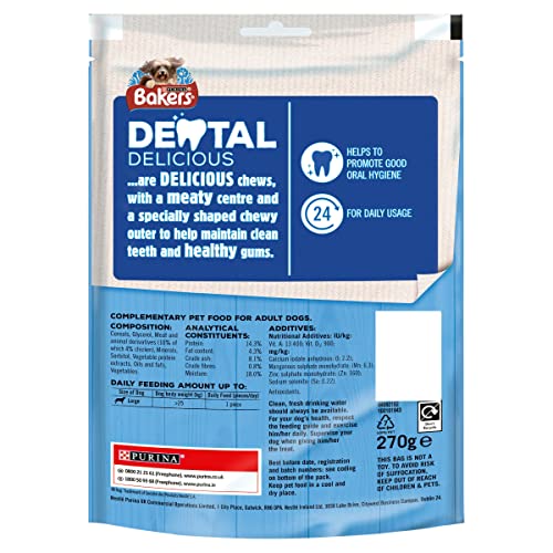  Bakers Dental Delicious With Chicken For Large Dogs (270g) - Pack Of 6
