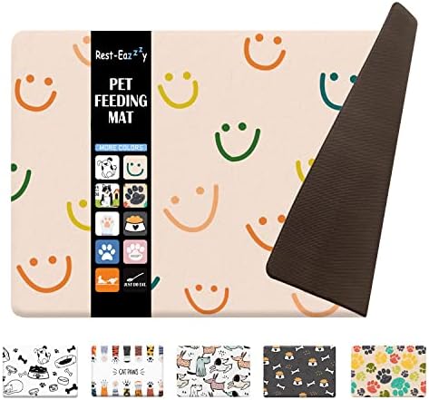  Rest-Eazzzy Absorbent Dog Bowl Mat 18"x30", Dog Food Mat, Non-Slip Pet Food Mat, Large Dog Mat For Food And Water, Durable And Eco-Friendly Dog Feeding Mat- Waterproof Backing, Machine Washable