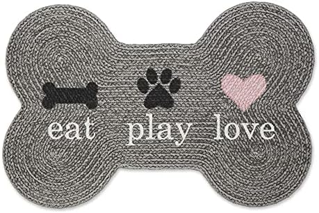  Bone Dry DII Braided Pet Mat Collection 100% Cotton, Bone Shape, Black/White Buffalo Check