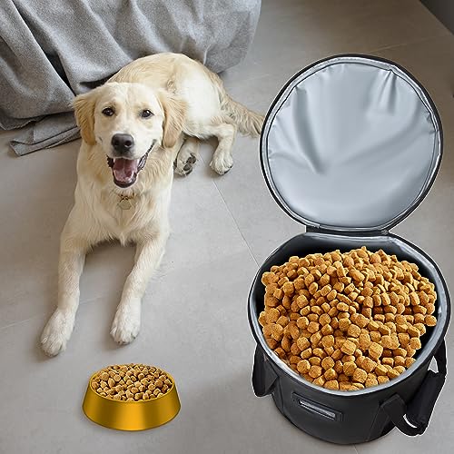  Portable Dog Food Storage Container Bag - Food Container For Pets - Dog Cat Bird And Other Pet Food Storage Bin - Keeps Food Fresh For Camping, Dog Boarding, Weekend Getaways, 13.7"D X 13.7"H