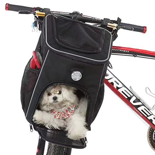  Pet Bicycle Carrier Dog Bike Basket Bag With Reflective Stripe Adjustable Shoulder Strap Pet Travel Bag Safe Dog Backpack Carrier For Small-Medium Cat Dog Bicycle Pet Outgoing Bag (Grey)