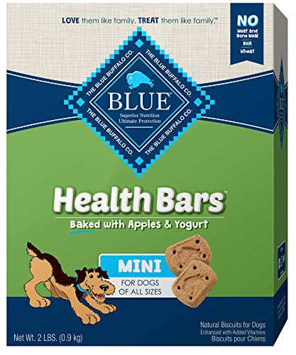  Blue Buffalo Health Bars Mini Natural Crunchy Dog Treats Biscuits, Apple & Yogurt 32-oz Box