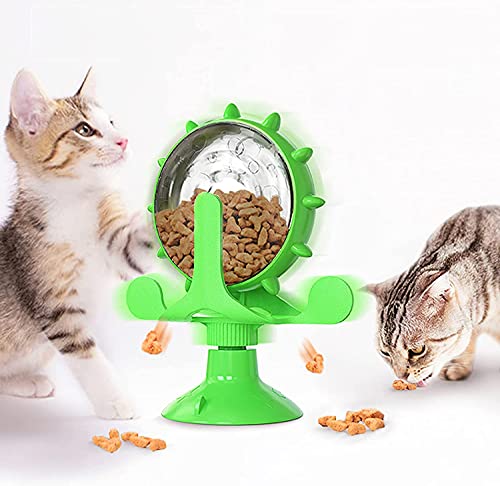  PEPDRO Rotatable Pet Bowl Raised Cat Food Toy Pet IQ Toys For Small Pet Slow Feeder Toy Windmill Interactive Toys Multifunctional Windmill Feeder Cat Toy With Suction Cup Cat Windmill Slow Feeder Toys