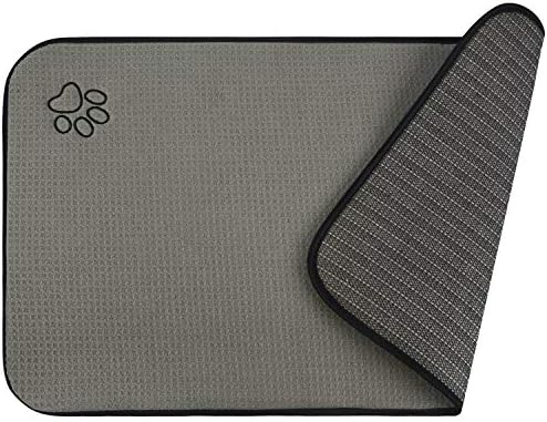  Sinland Microfiber Pet Bowl Mat Dish Drying Mat With Anti-Skid Backing 14.2Inch X 24Inch Grey
