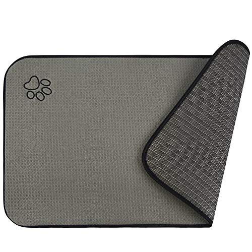  Sinland Microfiber Pet Bowl Mat Dish Drying Mat With Anti-Skid Backing 14.2Inch X 24Inch Grey
