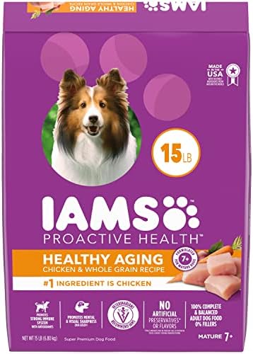  IAMS Healthy Aging Adult Large Breed Dry Dog Food For Mature And Senior Dogs With Real Chicken, 15 Lb. Bag