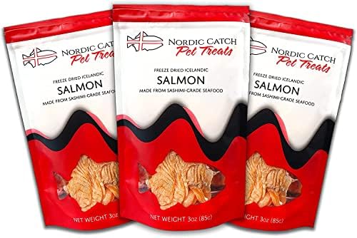  Nordic Catch Freeze Dried Fish Pet Treats From Iceland - Pure, All Natural Seafood Snacks For Dogs, Cats And Other Pets - Human Safe Ingredients, Made From Sashimi Grade Seafood - Salmon