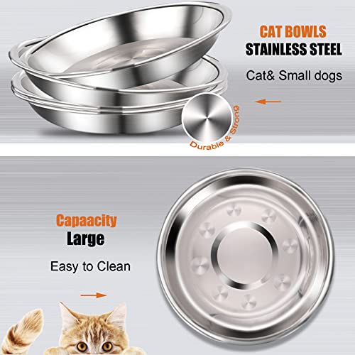  12 Pcs Stainless Steel Cat Bowls Shallow Cat Food Bowls Metal Food And Water Dish For Small Dogs And Cats