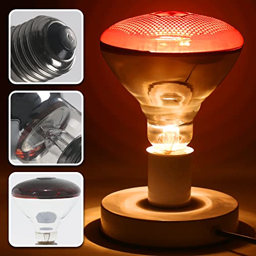  Hypool Heat Lamp Red Infrared Light Bulbs PAR38 250 Watts Fits E26 E27 Base 250W As Chickens Brooder Heat Light For Multi-Application Scenario(250W)