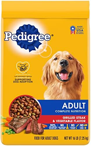  Pedigree Complete Nutrition Adult Dry Dog Food Grilled Steak & Vegetable Flavor Dog Kibble, 18 Lb. Bag